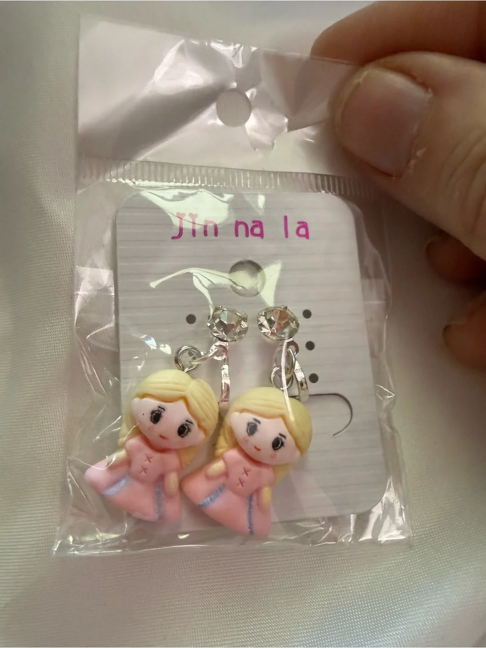 Pink Doll Drop Earrings for Kids
